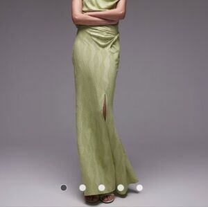 Topshop jacquard twist maxi skirt in pistachio